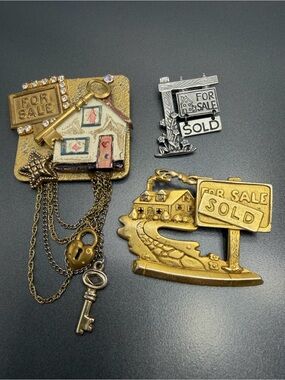 Vintage House For Sale Brooch lot